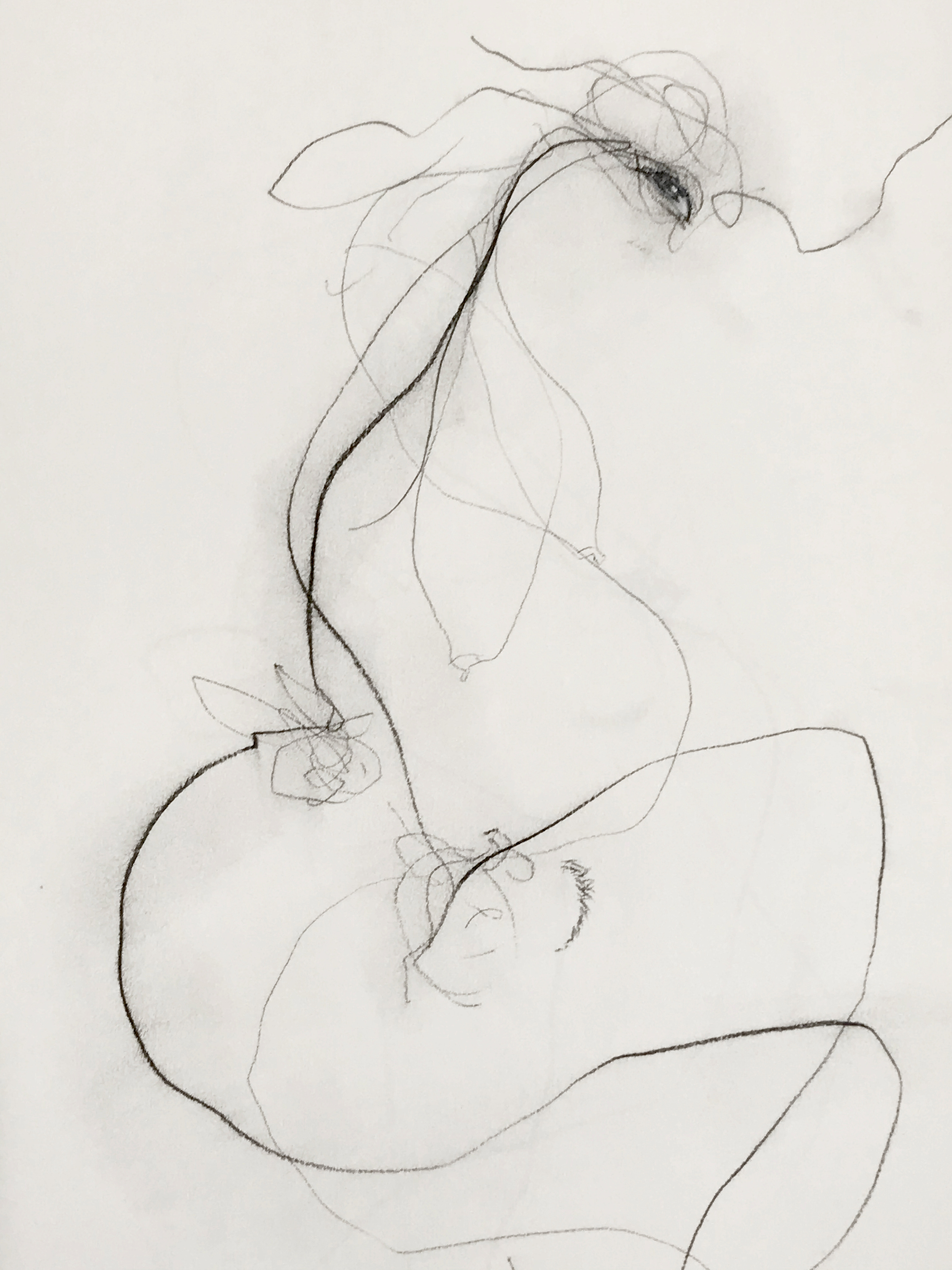 untitled figure, 10"x7", 2014, charcoal, pastel on watercolor paper