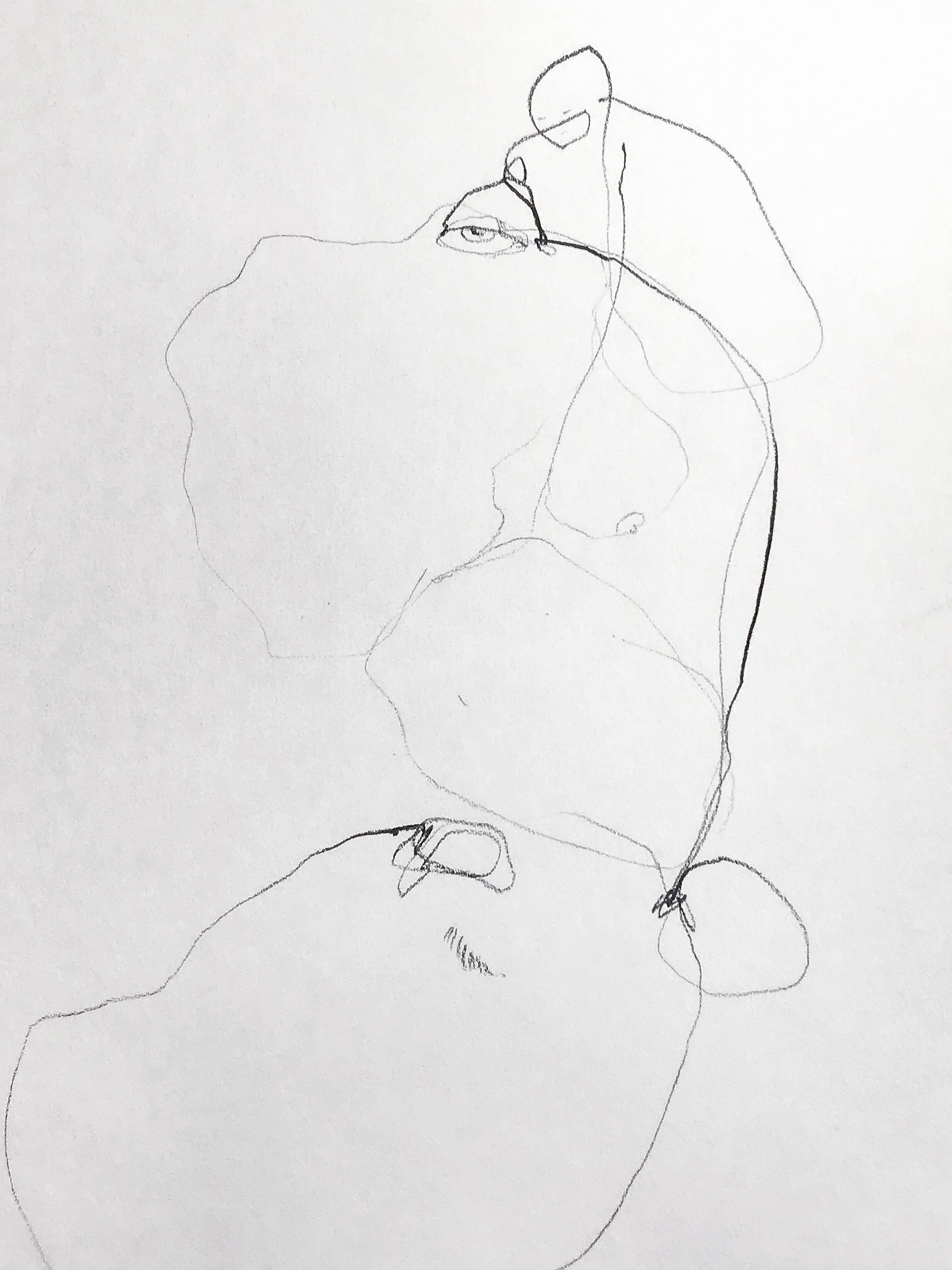 untitled figure, 10"x7", 2014, charcoal, pastel on watercolor paper