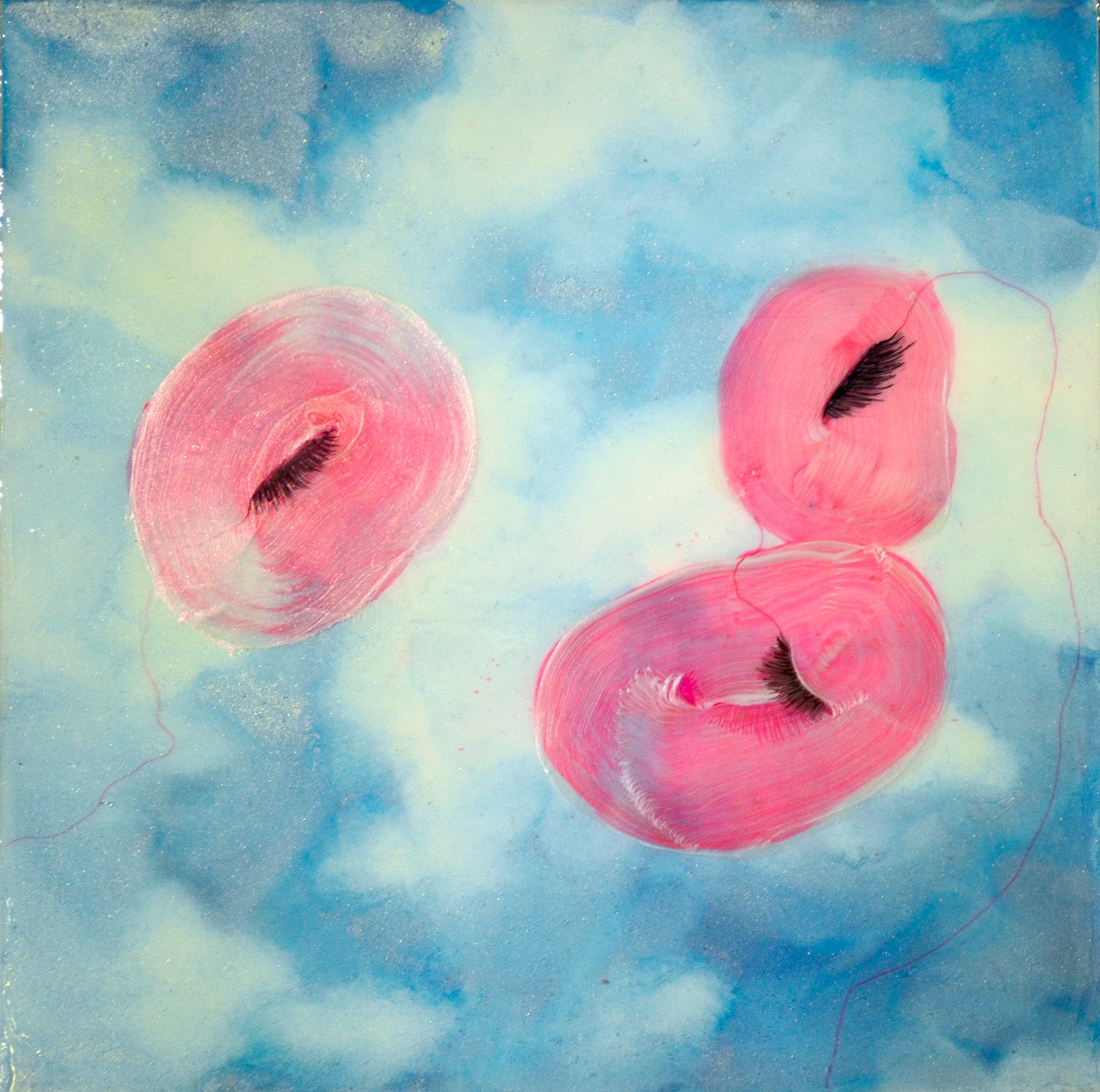 Open your eyes! It's me., 2012, 8" x 8", watercolor, acrylic, ink on wood