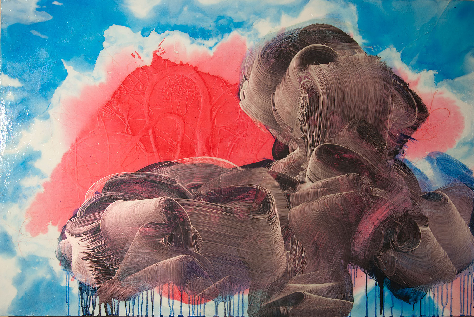 Mira! Look up., 2012, 40” x 60”, watercolor, acrylic and ink on canvas